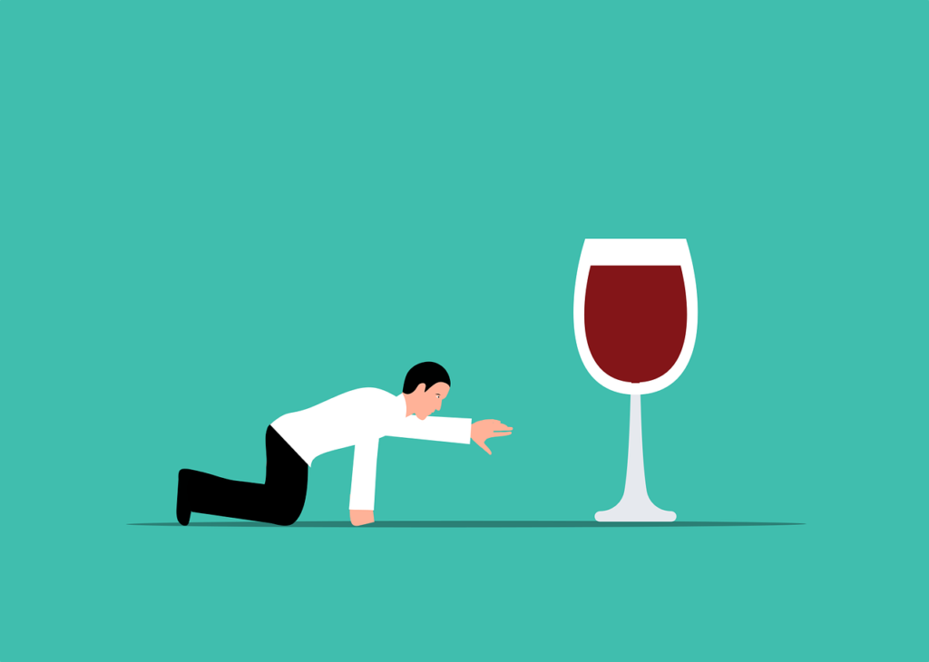 alcohol, wine, addiction, man, personality, controlled, addicted, mental, physiology, bad, tired, stressed, drink, whiskey, alcoholic, glass, habit, cartoon-8925130.jpg